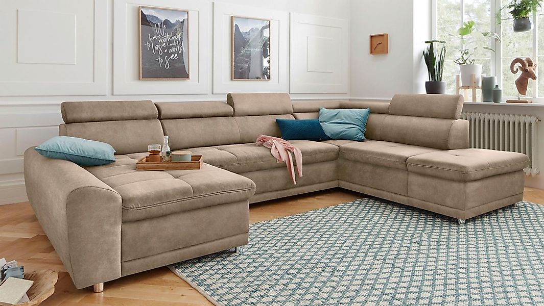 sit&more Wohnlandschaft "Riva U-Form" wahlweise mit Bettfunktion günstig online kaufen