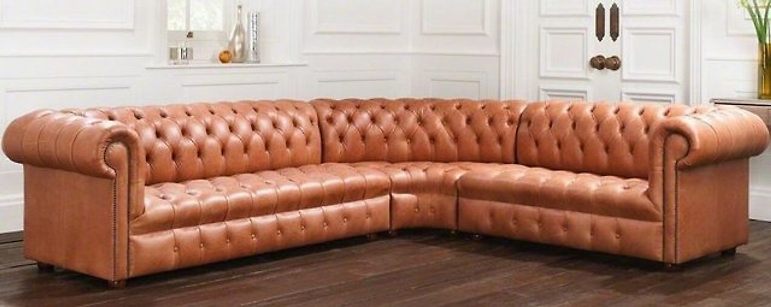 JVmoebel Ecksofa Ecksofa Chesterfield Leder Ecksofa Polster 100% Leder Sofo günstig online kaufen