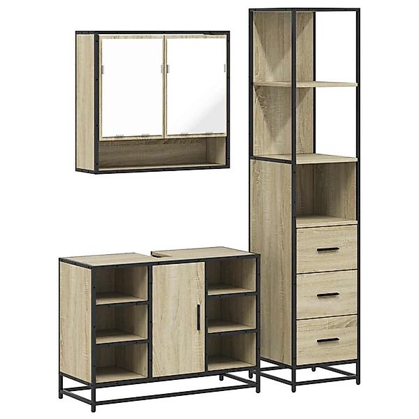 vidaXL 3-Tlg Badmöbel-Set Sonoma-Eiche Holzwerkstoff 3301181 günstig online kaufen