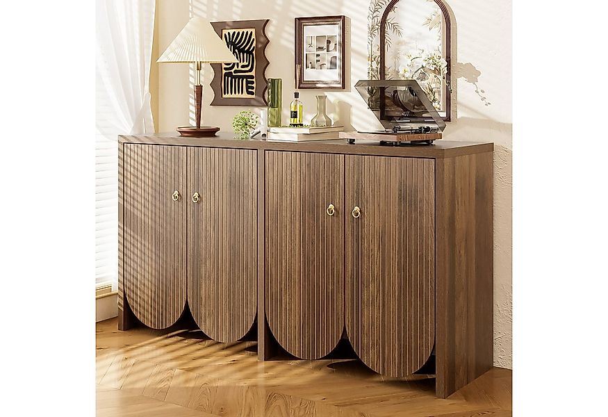 Merax Sideboard in Walnussoptik (Aufbewahrungsschrank Anrichte Buffetschran günstig online kaufen