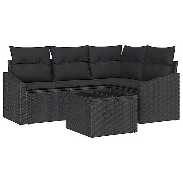 vidaXL Loungesofa 5-teiliges Garten Sofa Set mit Kissen Beige Poly Rattan, günstig online kaufen