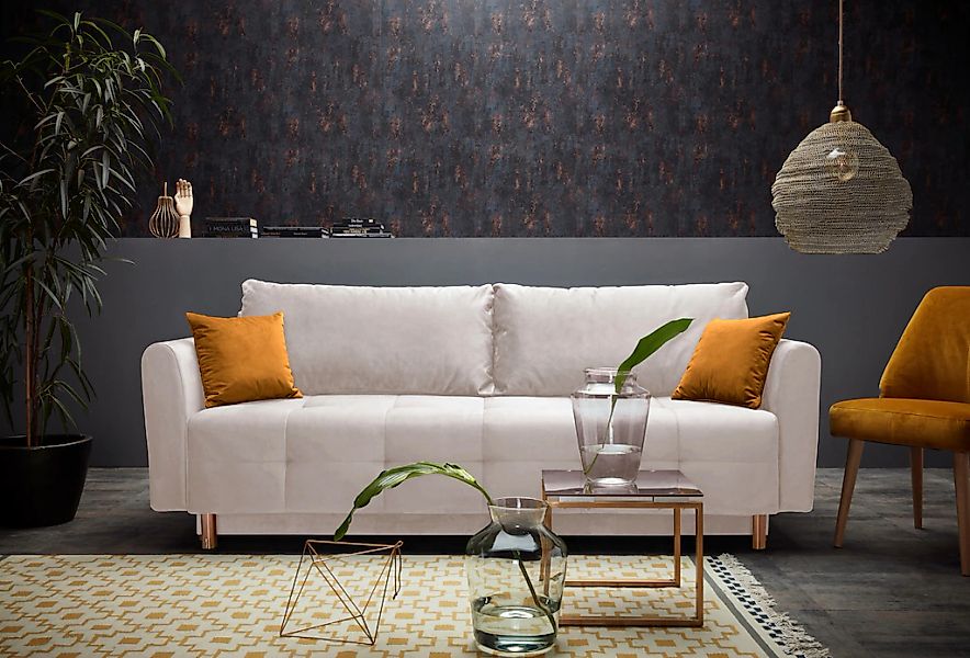Home affaire Schlafsofa "Nordic" mit Federkern und Metallbeinen, Steppung i günstig online kaufen