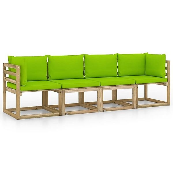 furnicato Loungesofa Gartensofa 4-Sitzer mit Kissen in Hellgrün, 1 Teile günstig online kaufen