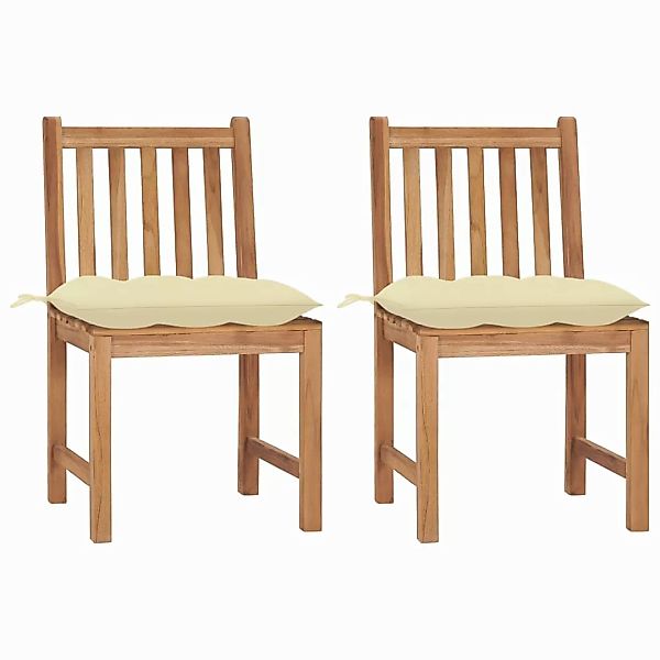 Gartenstühle 2 Stk. Mit Kissen Massivholz Teak günstig online kaufen