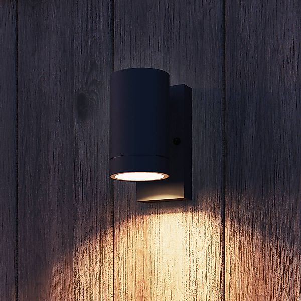 Calex Außenwandleuchte Alba GU10, Downlight, schwarz, Sensor günstig online kaufen