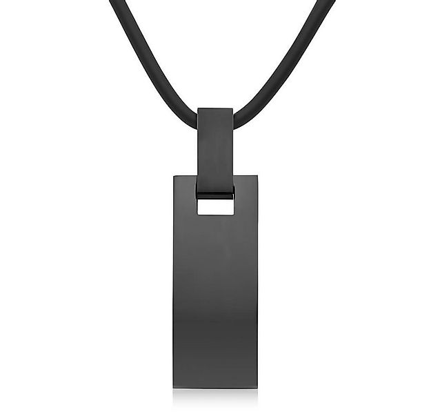 Unique Kette mit Anhänger Schwarzer Edelstahlanhänger inkl Kautschukkette U günstig online kaufen
