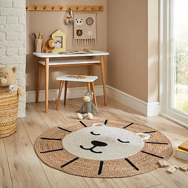 FLAIR RUGS Teppich "Jute Löwe" rund 5 mm Höhe Kinder Naturfaser Teppich günstig online kaufen