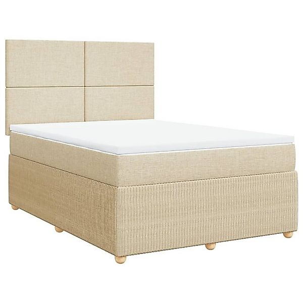 vidaXL Bett Boxspringbett mit Matratze Creme 160x200 cm Stoff günstig online kaufen