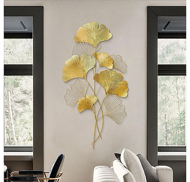 NUODWELL Wanddekoobjekt Ginkgo-Wanddekoration aus Metall, 3D-Ginkgoblatt-Wa günstig online kaufen