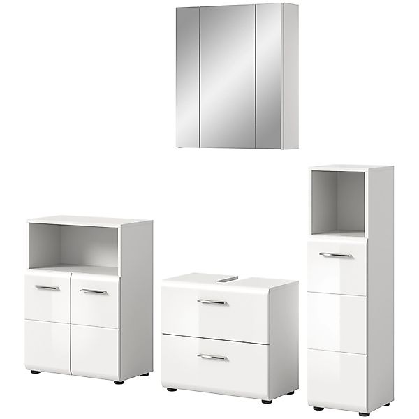 Inn.Furn Badmöbel-Set 4-teilig in Weiß Hochglanz 180 cm Cover günstig online kaufen