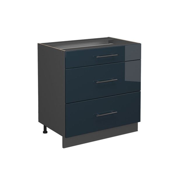 Vicco Unterschrank Fame-Line, Dunkelblau Hochglanz/Anthrazit, 80 günstig online kaufen