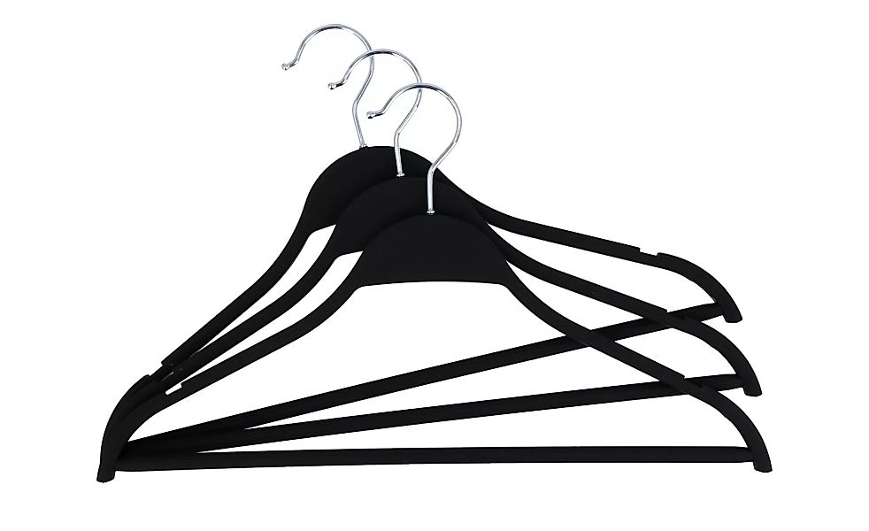 KHG Kleiderbügel, 3er-Set - schwarz - Metall, Kunststoff - Sconto günstig online kaufen