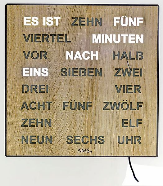 AMS Wanduhr Wortuhr LED Wanduhr Tischuhr günstig online kaufen