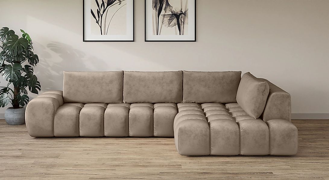 OTTO home Ecksofa "AZITA L-Form, XXL 352 cm Designsofa in Bubble-Opitk" los günstig online kaufen