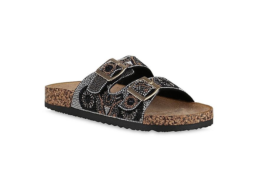 VAN HILL 841098 Pantolette Damen Pantoletten Sandalen Bequeme Strass Zierpe günstig online kaufen