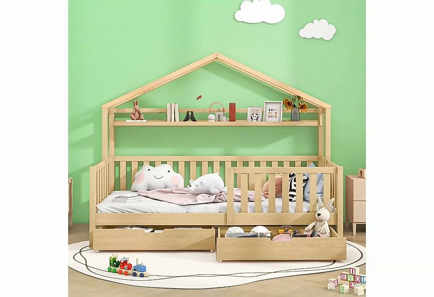 REDOM Kinderbett Hausbett (mit Lattenrost, 2 Schubladen,ohne Matratze), aus günstig online kaufen