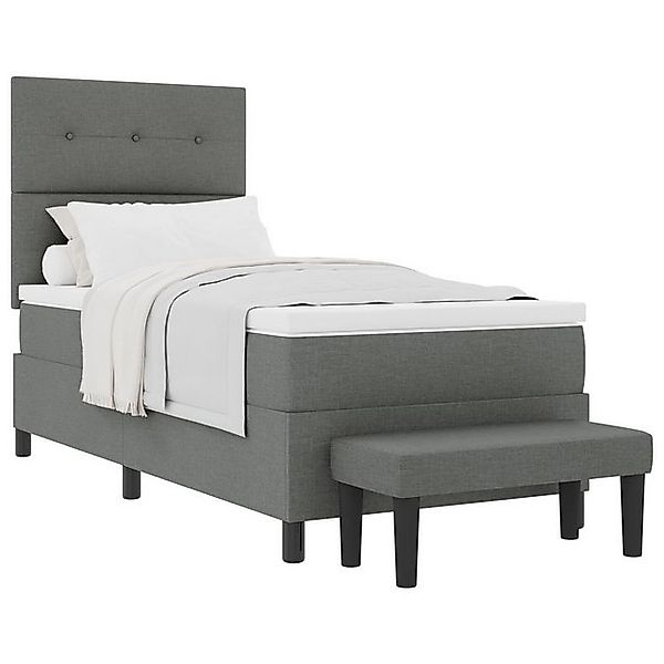 vidaXL Bett Boxspringbett mit Matratze & Bank Dunkelgrau 100x200 cm Stoff ( günstig online kaufen