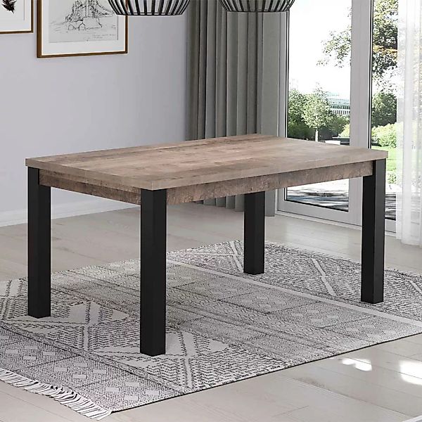 Küchen Tisch modern günstig in Eiche dunkel Holzoptik Schwarz günstig online kaufen