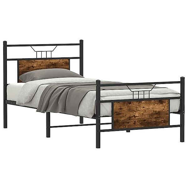 vidaXL Bett Bettgestell ohne Matratze Räuchereiche 75x190 cm Holzwerkstoff günstig online kaufen