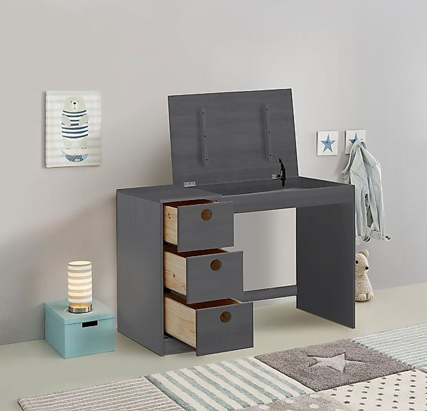 OTTO home Kinderschreibtisch Alpi, Kiefernholz, Wangengestell, mit 3 Schubk günstig online kaufen