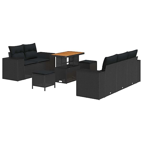 vidaXL Gartensofa-set mit Kissen 8-Tlg Schwarz Poly-Rattan 3363899 günstig online kaufen