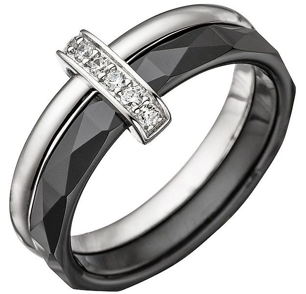 Schmuck Krone Silberring Damenring aus Keramik, Zirkonia & 925 Silber, Silb günstig online kaufen