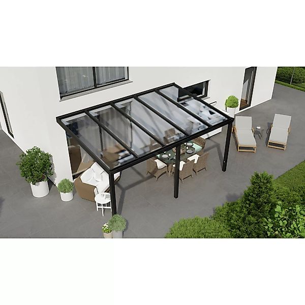 Terrassenüberdachung Professional 500 cm x 300 cm Schwarz Struktur PC Klar günstig online kaufen