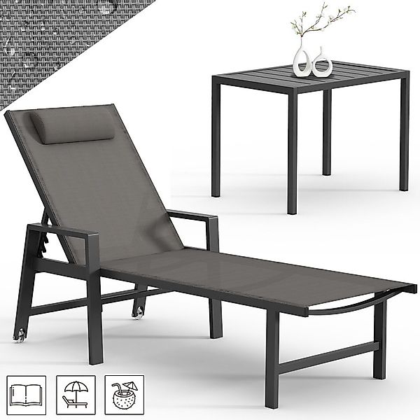 Mucola Gartenliege Aluminium Gartenmöbel Set Sonnenliege günstig online kaufen
