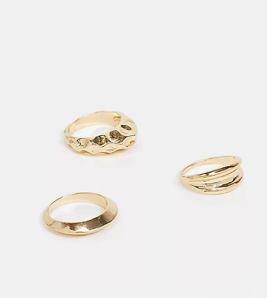 Vero Moda – Exclusive – 3er-Pack Ringe in Gold günstig online kaufen