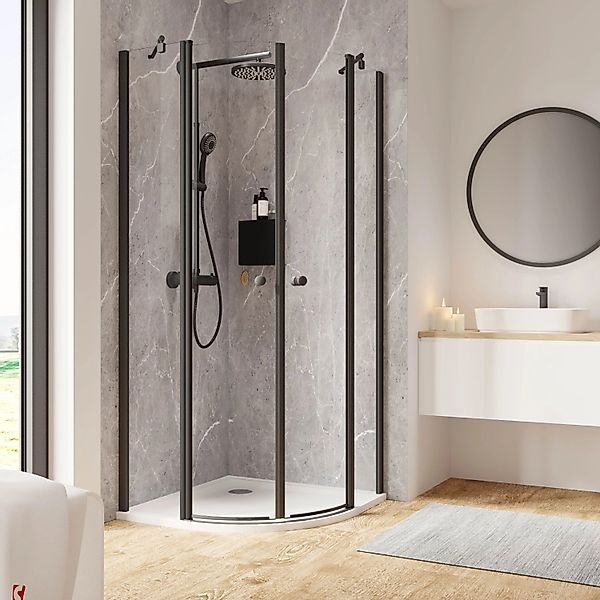 Schulte Duschkabine Runddusche Garant 2.0 90x90x200 cm Mattschwarz günstig online kaufen