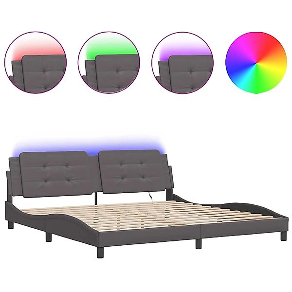 vidaXL Bettgestell mit LED ohne Matratze Zadar Grau 200x200 cm Kunstleder 3 günstig online kaufen