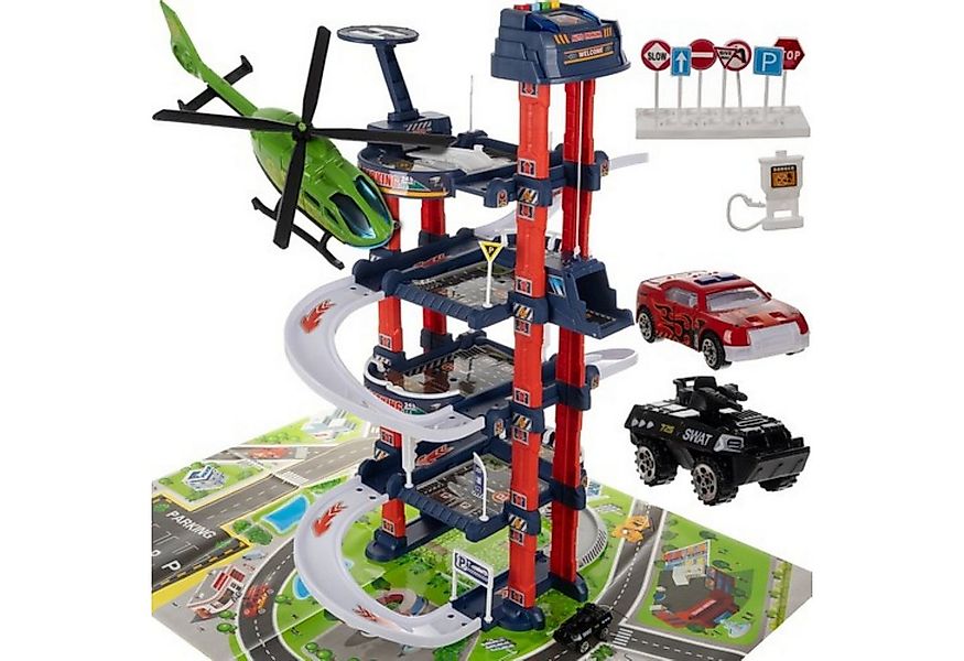 KRUZZEL Spiel-Parkhaus 4-stöckige Spielgarage mit Aufzug, Autos, Licht & So günstig online kaufen
