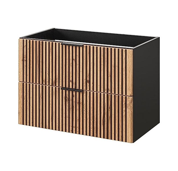 Lomadox Waschbeckenschrank XANTEN-56 anthrazit, Wotan Eiche Nb., Auszüge, S günstig online kaufen