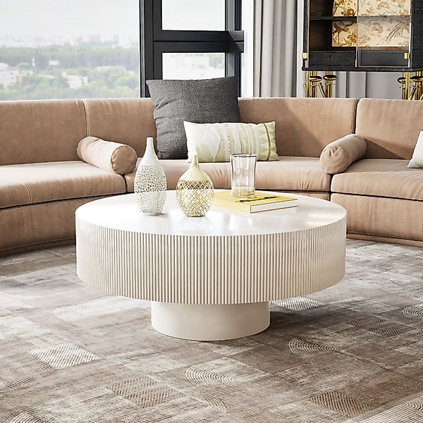 TWSOUL Couchtisch Moderner Runder Couchtisch, Weiß,78.5cm*35cm, günstig online kaufen