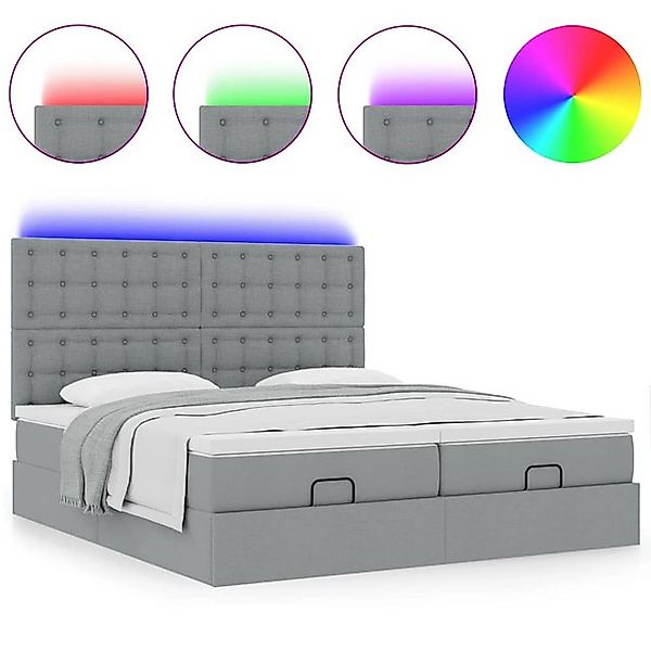 vidaXL Bett Ottoman-Bett mit Matratzen & LEDs Hellgrau 160x200 cm Stoff günstig online kaufen