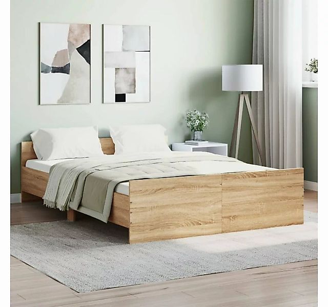 furnicato Bett Bettgestell mit Kopf- und Fußteil Sonoma-Eiche 135x190 cm günstig online kaufen