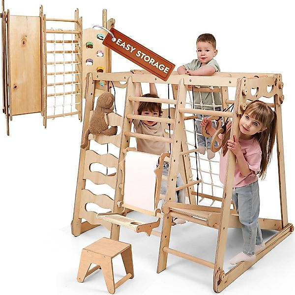 Goodevas Klettergerüst Multifunktionale Schwedenwand & Klettergerüst für Ki günstig online kaufen