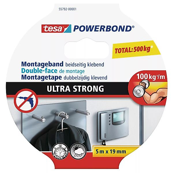Tesa Powerbond Montageband Ultra Strong 5 m x 19 mm günstig online kaufen
