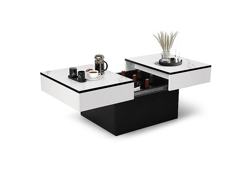 VOWNER Couchtisch Hochglanz-Sofatisch mit 2 Stauräumen, Beistelltisch, Wohn günstig online kaufen