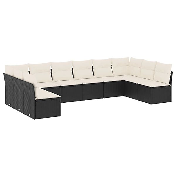 vidaXL 10-Tlg Garten-Sofagarnitur mit Kissen Schwarz Poly Rattan 3249925 günstig online kaufen