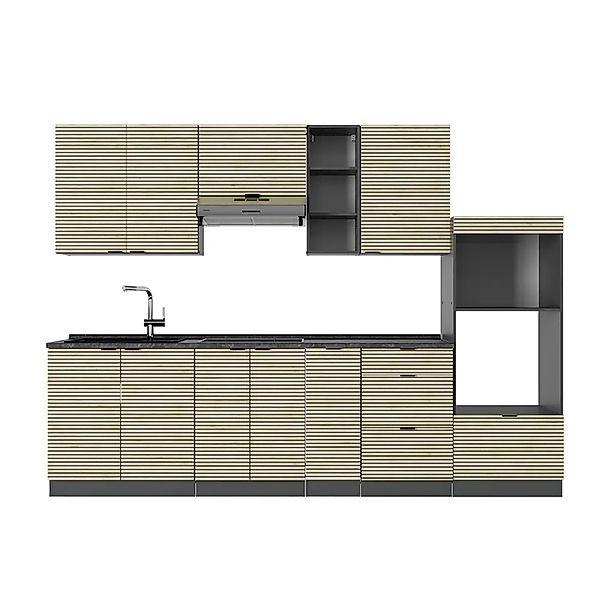 Vicco Fame-Line Küchenzeile Eiche Paneel/Anthrazit 280 cm AP Anthrazit ohne günstig online kaufen