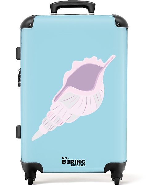 NoBoringSuitcases.com© Hartschalen-Trolley Blau mit hellrosa Schale günstig online kaufen