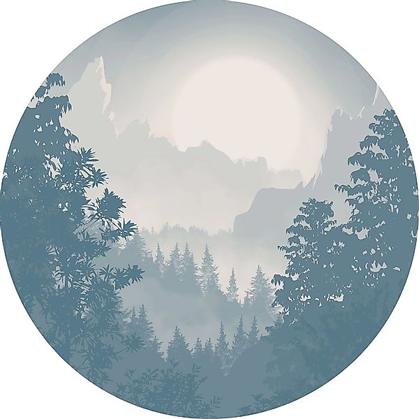 Sanders & Sanders Selbstklebende Runde Tapete Schlucht Graublau Ø 125 cm 61 günstig online kaufen