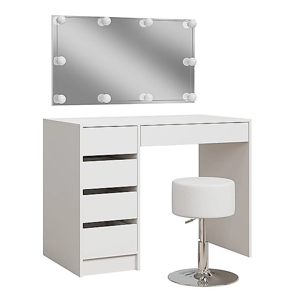 Vicco Schminktisch Thalia Weiß 100 cm mit LED Beleuchtung und Hocker günstig online kaufen