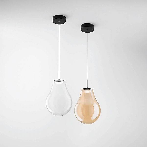LED-Hängeleuchte Noa, amber, Glas, Ø 25 cm, CCT, dimmbar günstig online kaufen