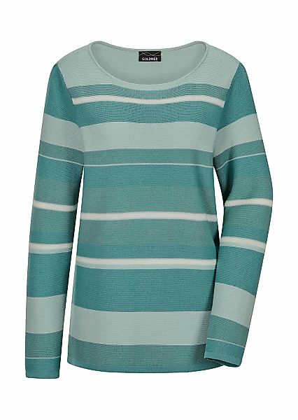 GOLDNER Rundhalspullover "Kurzgröße Strickpullover im Ringel-Look" farbharm günstig online kaufen