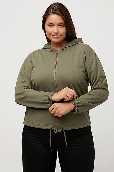 Ulla Popken Sweatjacke Sweatjacke kurz Saumtunnelzug günstig online kaufen