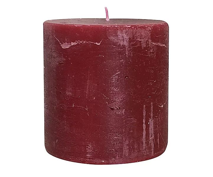 Rustic Stumpenkerze Premium Kerze Dunkelrot 10x10cm - 80 Std Brenndauer günstig online kaufen