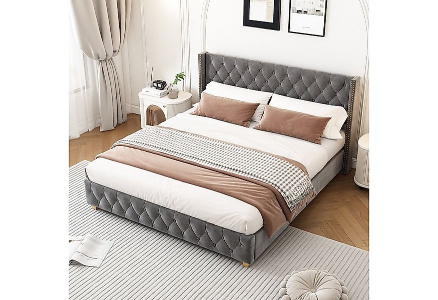 HAUSS SPOLE Polsterbett 180x200 mit Lattenrost und Kopfteil, Nietenpolsteru günstig online kaufen
