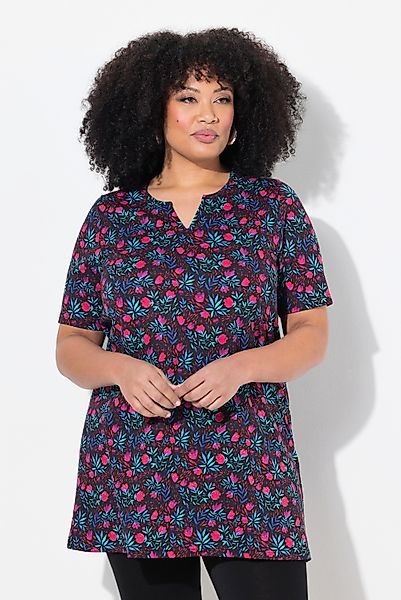 Ulla Popken Longshirt Longshirt A-Linie Tunika-Ausschnitt günstig online kaufen